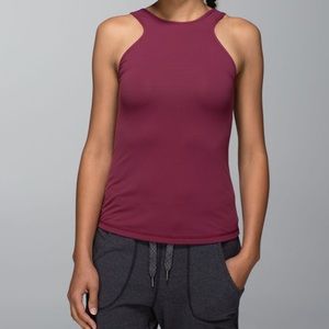 Lululemon Front Racer Tank Top High Neck Luon Reversible Rust Berry Burgundy 6